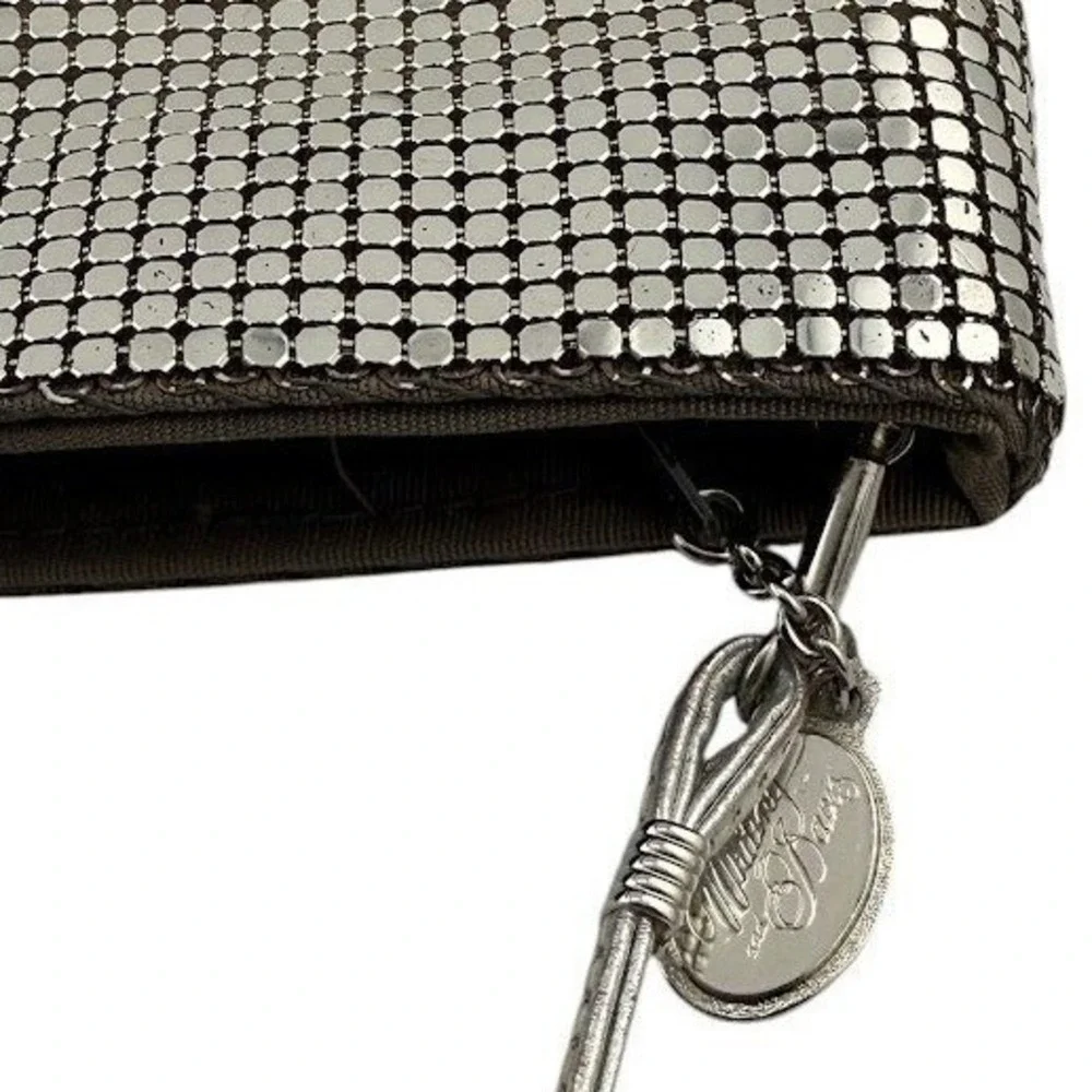 Whiting & Davis Crossbody Bag Women Silver Metal Mesh Disco Glam Evening Clutch